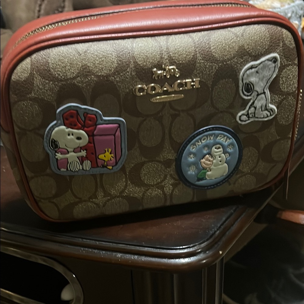 Coach X Peanuts Jamie Camera Bag In Signature Canvas with Snoopy Patches